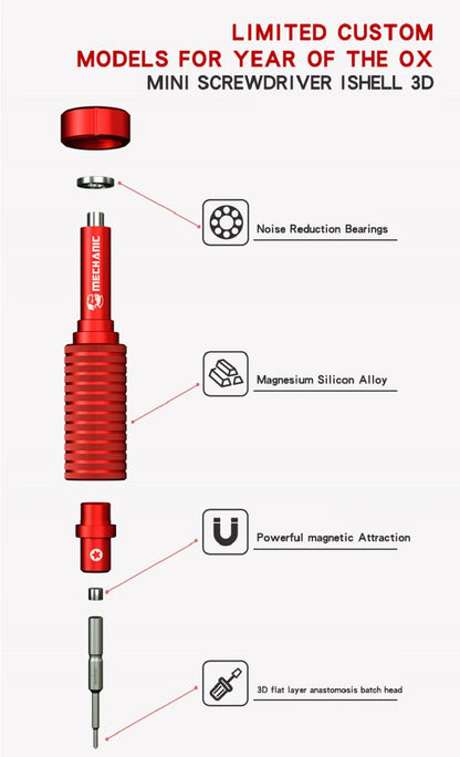 MECHANIC iShell 3D Screwdriver Red Magnetic Precision Non-Slip Screw Driver Set Phone Repair Disassemble Tool