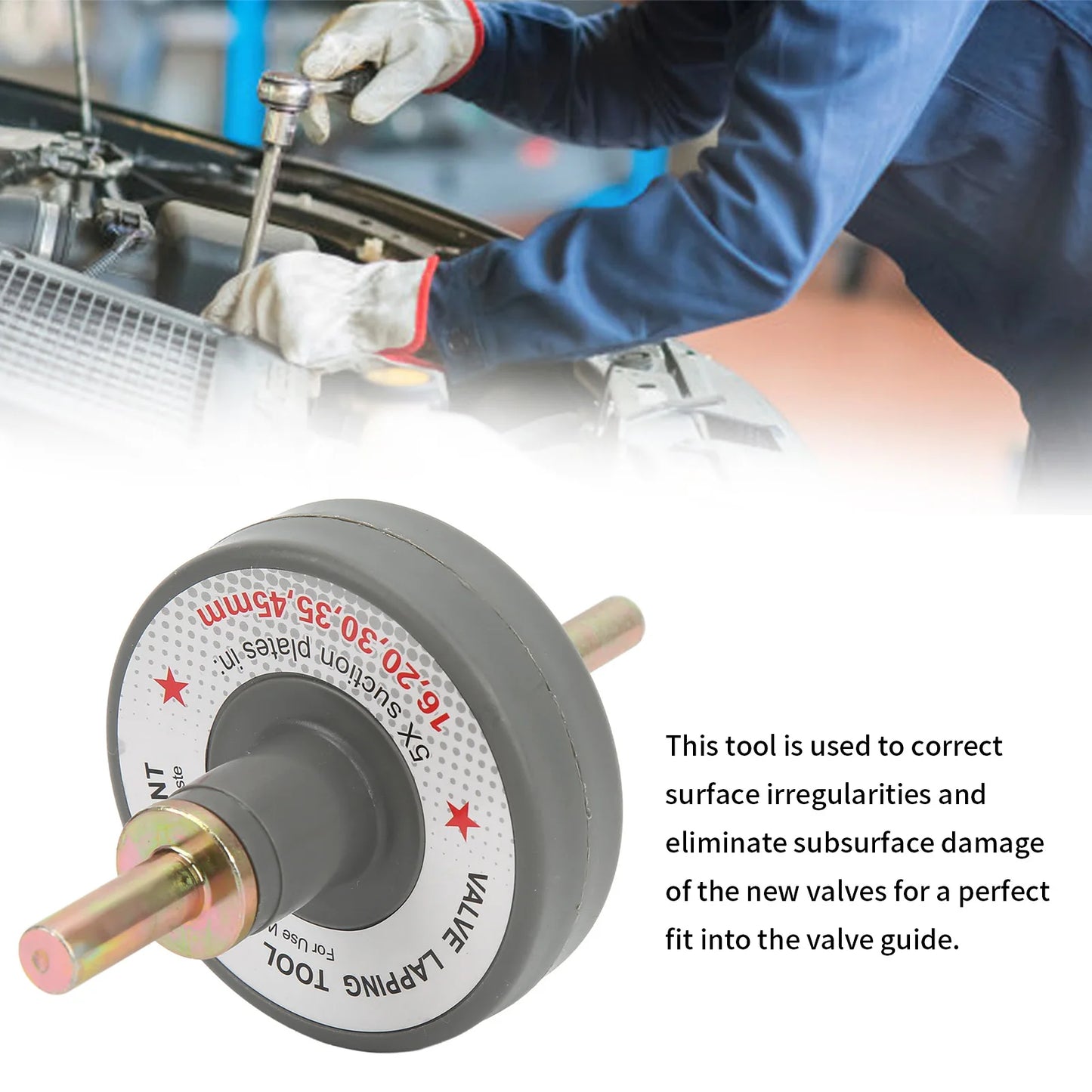 Car Valve Lapping Tool Attachment Kit Engine Valve Lapper Kit Valve Grinding Tool with 5 Suction Plates 1000rpm-1250rpm