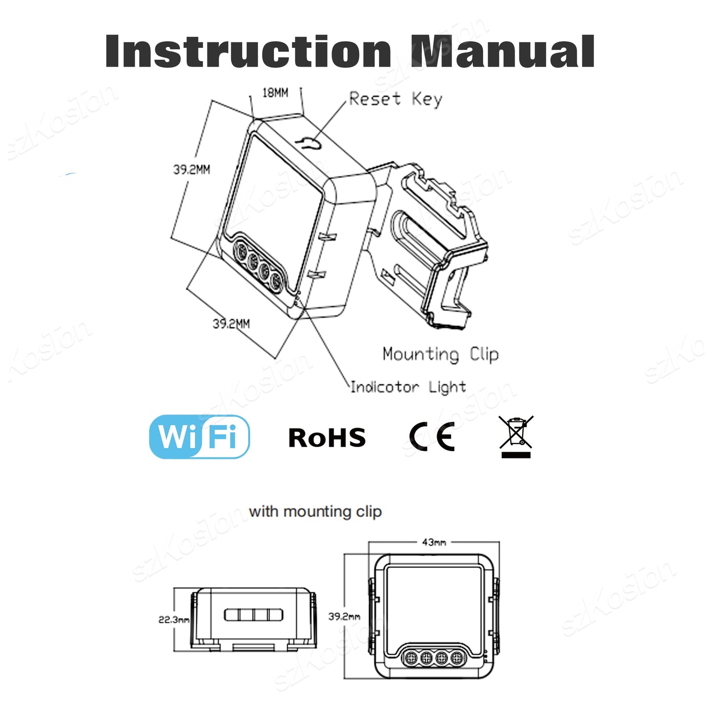 Tuya WiFi Smart Switch Module 1/2/3 Gang Switch Mini Smart DIY Breaker Smart Life 2 Way Control Works with Alexa Google Home