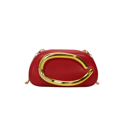 Women PU Leather Metal Handle Handbag & Removable Strap Crossbody Shoulder Bag Hand-held Shoulder Clutch Bag for Wedding Party