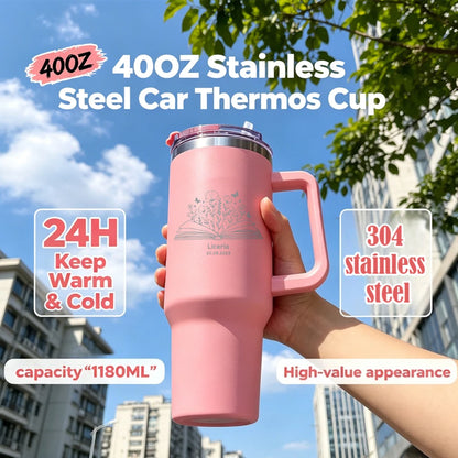 Custom Water Bottle Outdoor Thermos Portable 304 Stainless Steel Coffee Thermal Mug with Straw Tumbler Vacuum Flasks Cold & Hot