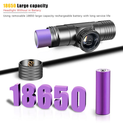 LED Wave Hand Induction Headlamp Sensor Headlight USB C 18650 Magnetic Tail Head Torch Camping Hunting Lamp Zoomable Flash light