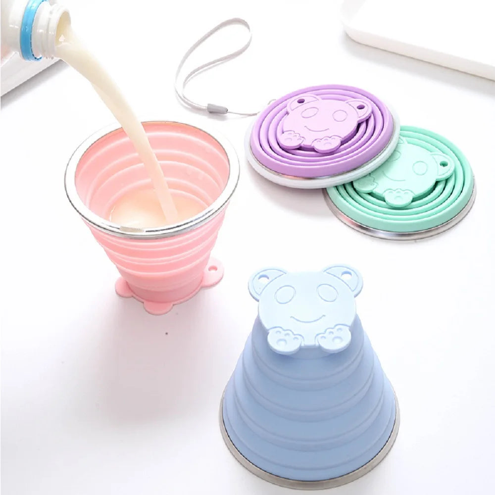 270ML Portable Silicone Folding Water Cup Outdoor Heat Resistant Foldable Mug With Lid Collapsible Travel Drinking Cups