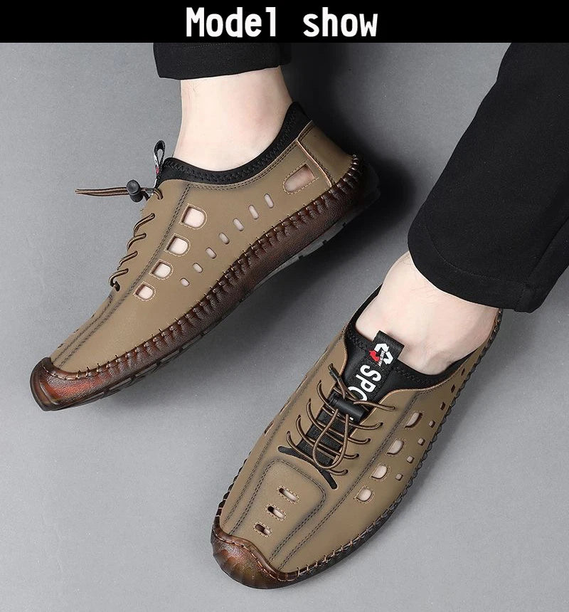 Men's Slip-On Shoes Summer Hollow out Breathable Comfortable Wear-Resistant Soft Bottom Casual Shoes-8333