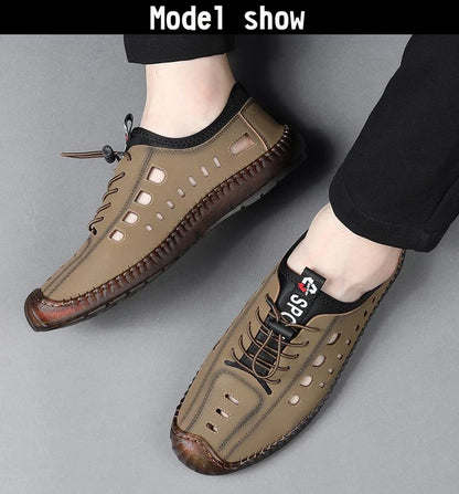 Men's Slip-On Shoes Summer Hollow out Breathable Comfortable Wear-Resistant Soft Bottom Casual Shoes-8333