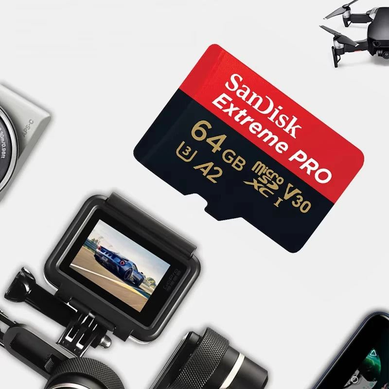 SanDisk High Speed TF Memory Card, A2 U3 V30 C10 100MB/s Portable Micro SD Card, with capacities ranging from 32GB to 512GB