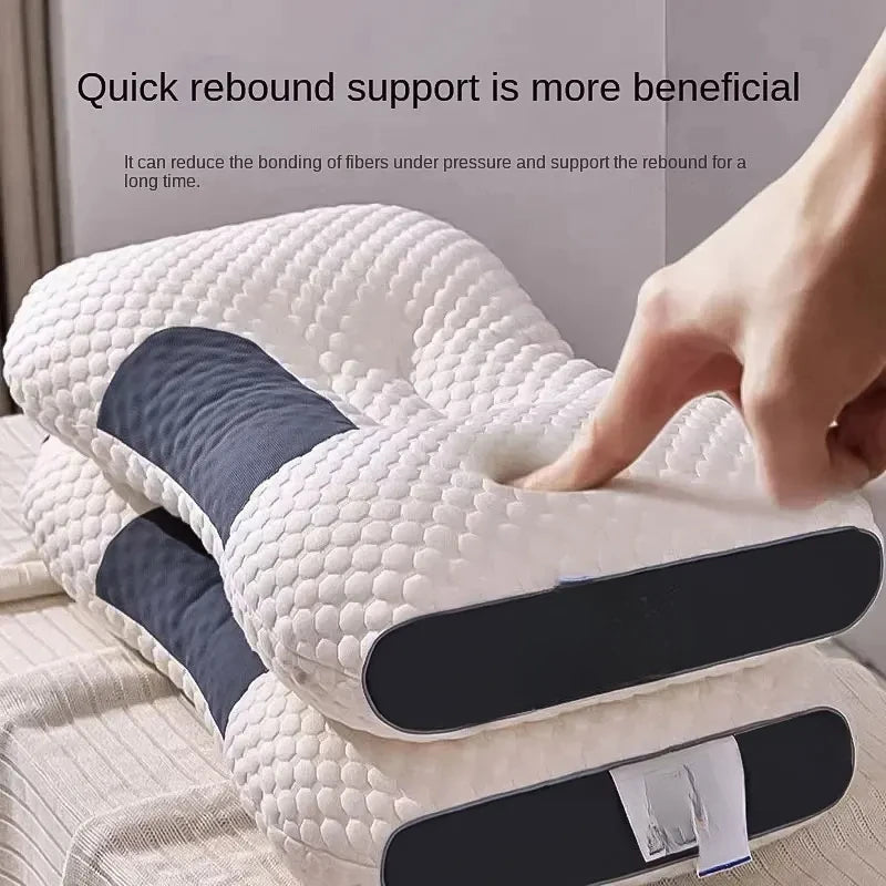 1PC Almohada Neck Pillow, Cervical Orthopedic Soybean Fiber Massage Pillow for Sleep, Neck Support Home SPA Pillow Skin-friendly