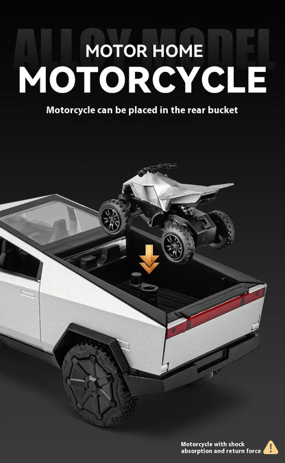 Cyber Truck Pickup Trailer RV Metal Alloy Toy Car Model Die-Casting Off-Road Vehicle Men's Gift Collection Truck Ornaments