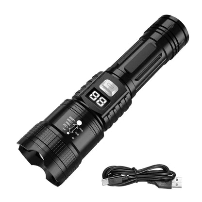 Super Bright LED Flashlight Type-C Rechargeable Led Torch Long Range Tactical Lamp Outdoor Waterproof Camping Fishing Lantern