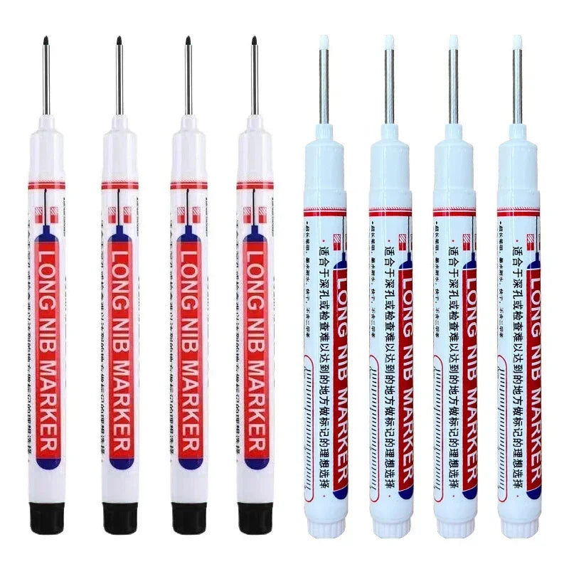 8Pcs/Set 20mm Deep Hole Long Nib Head Markers For Metal Perforating Pen Waterproof Bathroom Woodworking Decoration Multi-Purpose