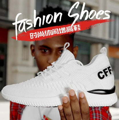 Men Breathable Height Increase Shoes  Lightweight Sneakers Invisible Height Increase Shoes 8cm Breathable Mesh Sneakers10cm