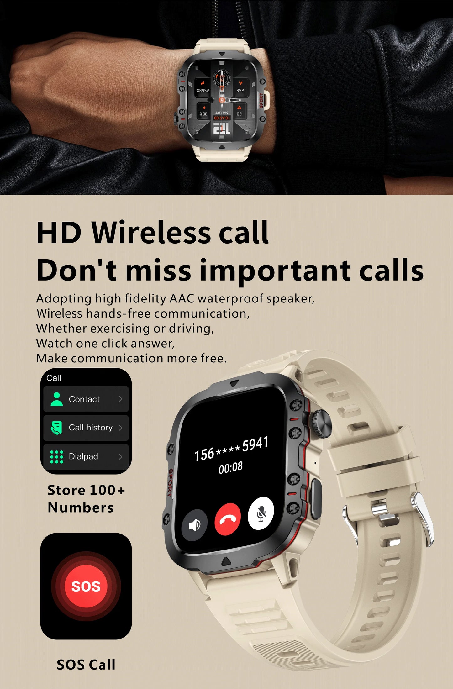 LIGE 2025 dla Xiaomi Wojskowy Smartwatch Męski IP68 5ATM Zewnętrzny Sportowy Monitor Fitness i Zdrowia 1.81 Cala Rozmowy BT Smartwatch