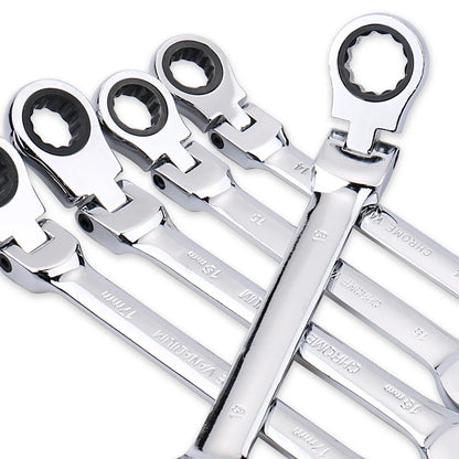 7mm Ratchet Wrench of Keys Spanner Set Hand Tool 72-Tooth Ratcheting Flexible Head Mirror Finish 7mm Auto and Home Repair 1 pcs