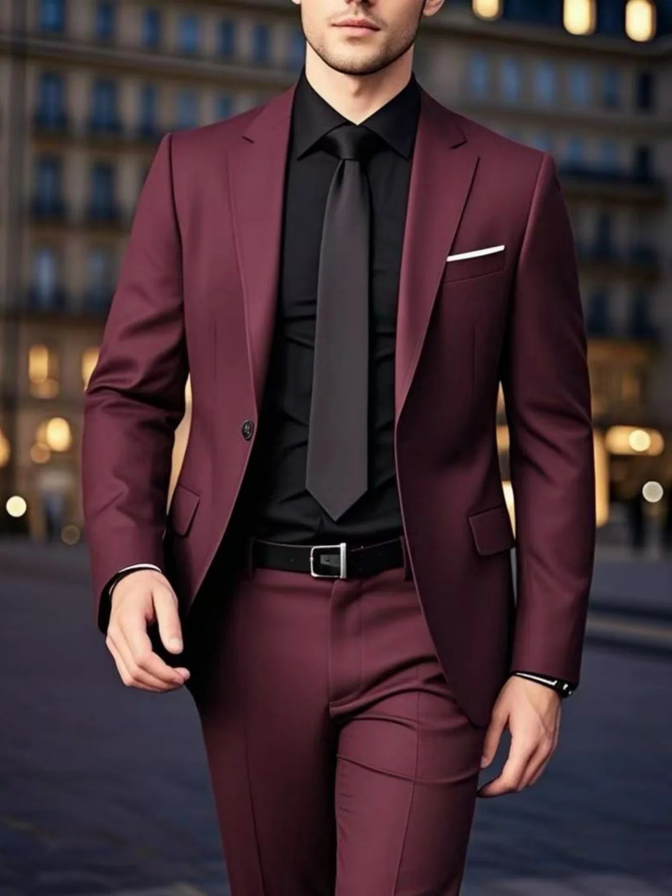 2pcs Men's All-Season Suit Set, Jacket And Trousers, Comfortable Wear for Wedding, Party And Formal Dinner