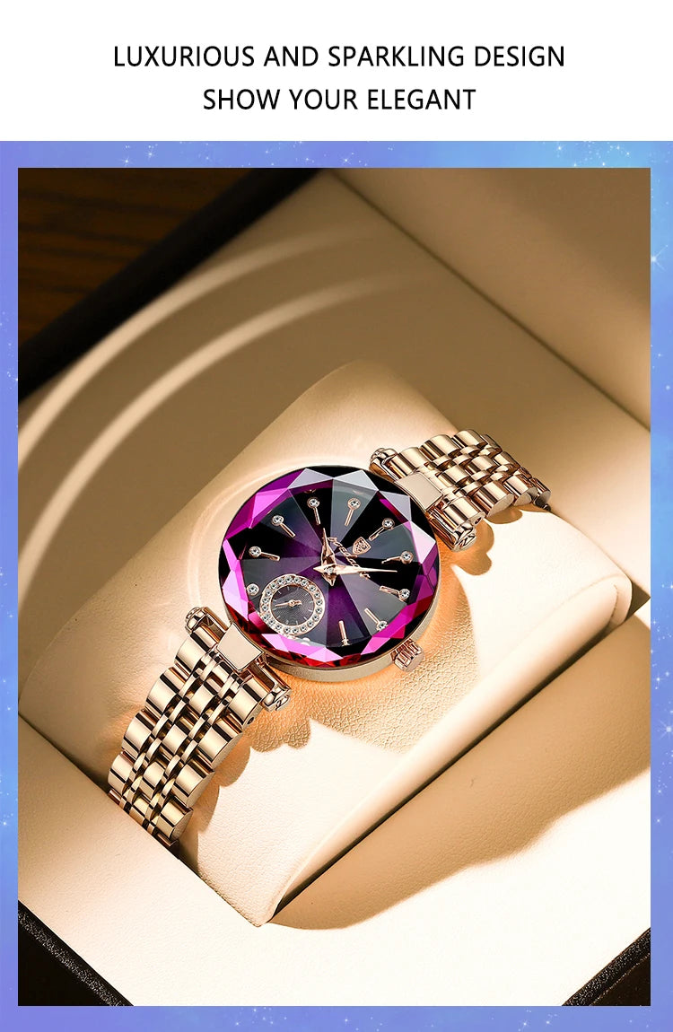 POEDAGAR Luxury Diamond Dial Woman Wristwatch Waterproof Stainless Steel Watch for Ladies Elegant Simple Quartz Women's Watches