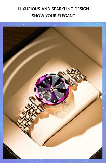 POEDAGAR Luxury Diamond Dial Woman Wristwatch Waterproof Stainless Steel Watch for Ladies Elegant Simple Quartz Women's Watches