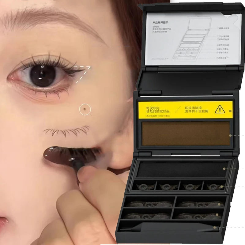 Waterproof 3 in1 Eyeliner Eyes Makeup Stamp Portable Lasting Smudge-Proof Stamp Ultra-Fine Natural Lower Eyelashes Makeup Tools