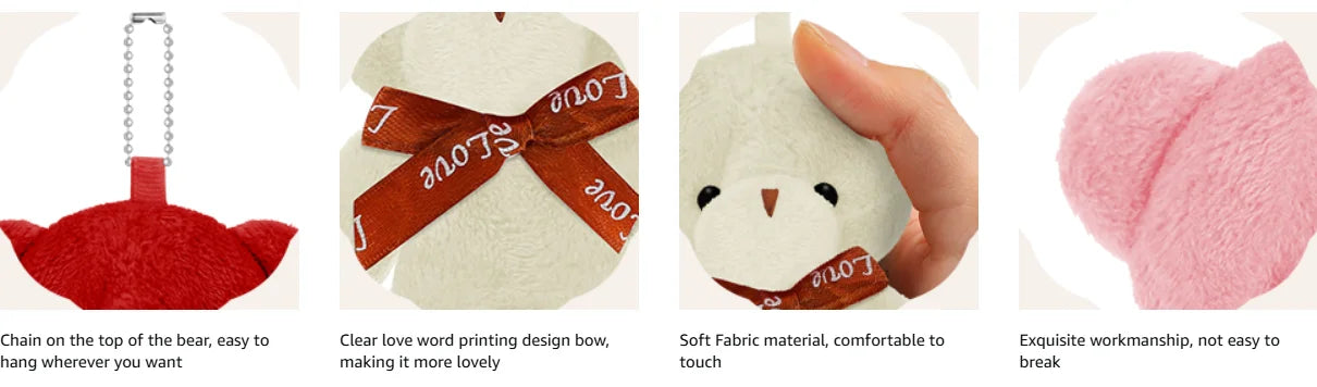 18-90Pcs Mini Teddy Bear Toy Plush Stuffed Bear Doll for Keychain Craft DIY Accessory Birthday Gifts Party Favors Supplies 4.7in