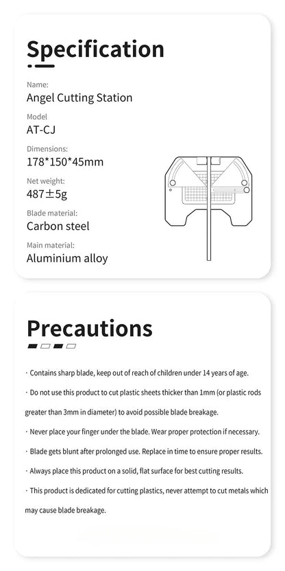 DSPIAE AT-CJ Angel Cutting Station Hand Tool Set for Precision Work Aluminium Alloy Hobby DIY Model Tools Red Carbon Steel Blade
