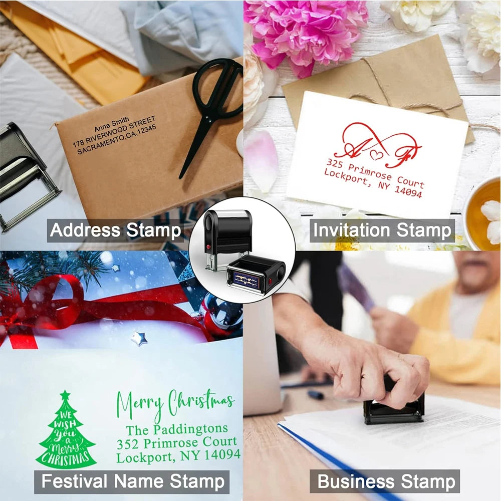 Custom Self-Inking Stamp DIY Rubber Stamp Kit Custom LOGO Personalized Self Inking Business Address Name Number Letter Printing