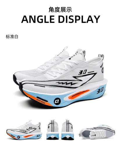 Couple Breathable Mesh Carbon Board Shoes, Student Sports Exam Shoes, Chunta Ultra Light Rebound Marathon Running Shoes