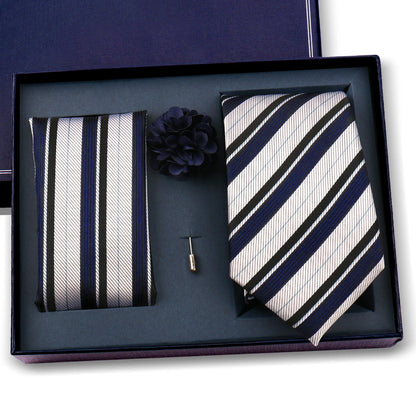 Elegant Ties For Men Classic Paisly Neck Tie Pocket Square Brooch Set With Gift Box Mens Business Wedding Suit Accessories