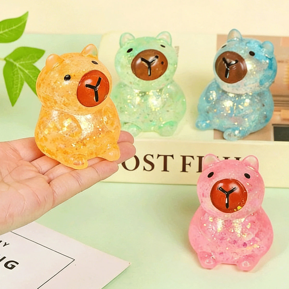 Maltose Capybara Stress Squeeze Toy Decompression Cute Capybara Anti Stress Slow Rebound Soft Glitter TPR Capybara Squishy Toys