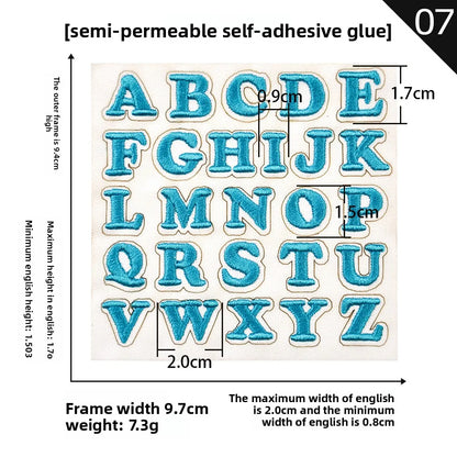 26pcs Small Letter Embroidered Patches Self-Adhesive Fabric Stickers Patche For Fabric, Clothes, Hat, Socks, Jeans,Backpacks