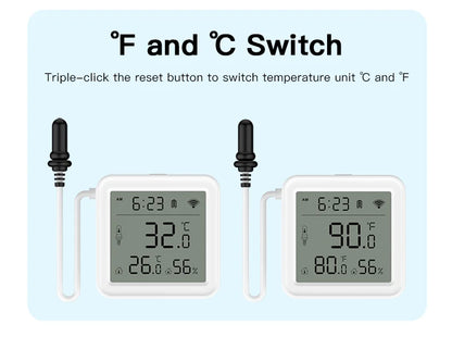 Tuya Zigbee WiFi Temperature and Humidity Sensor with External Probe Smart Home Thermometer work with SmartLife,for Refrigerator