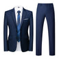 Men's Suit (Blazer+Pants) Fashion Business Casual Slim-fit Wedding Gentleman Solid Color Full Professional Interview Formal Suit