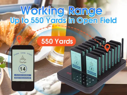 Wireless Restaurant Pager System Guest Customer Calling 16 Beepers Pager Buzzer For Restaurant Food Court Cafe Beach Bar