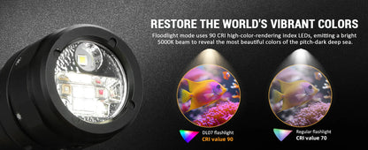 Wurkkos DL07 Scuba Diving Flashlight 26650 Multi Color LED Lamp White Red Light 3000LM EDC Underwater Lantern IPX8 Rotary Switch