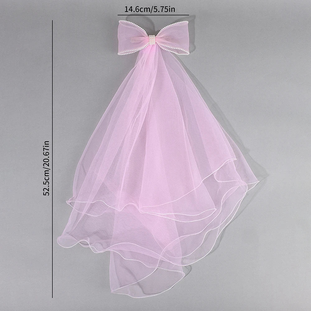 White Tulle Hair Clips For Girls Fairy Mesh Bow Large Hairpin Flower Barrette Summer Party Wedding Women Headdress Accessories