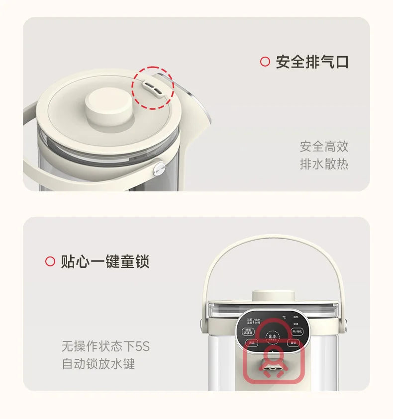 Instant Hot Water Dispenser with 12 Temperature Settings Touch Control Borosilicate Glass Tank Child Lock for Tea Coffee Use