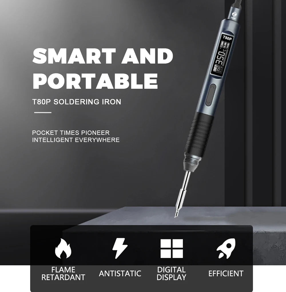 ALIENTEK T80P Soldering Iron Electric 100W Adjustable Digital Display Automatic Sleep PCB Precision Soldering Iron Repair Tool