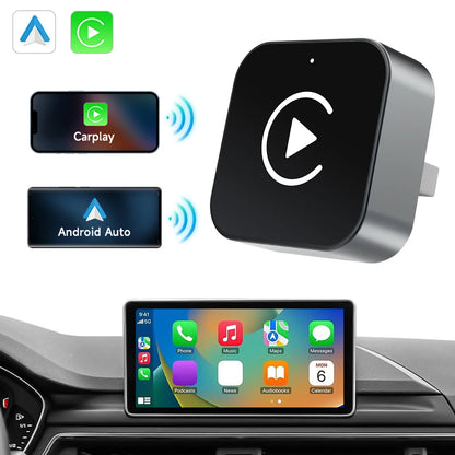 2 in 1 Wireless CarPlay Android Auto Adapter Carplay AI Box Auto Connect Wireless CarPlay Adapter for Factory Wired CarPlay Cars
