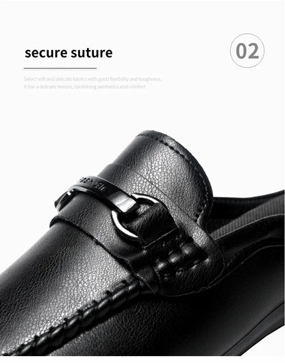 Summer Half Shoes For Men Comfortable Leather Casual Shoes Soft Flat Men's Loafers Lightweight Slip-on Shoes Man Daily Slippers