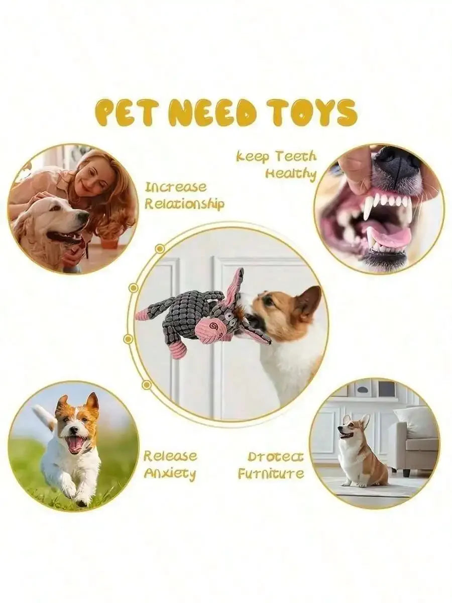Plush Knotted Pet Chew Toy With Squeaker For Dogs And Cats Soft Durable Interactive Stuffed Animal