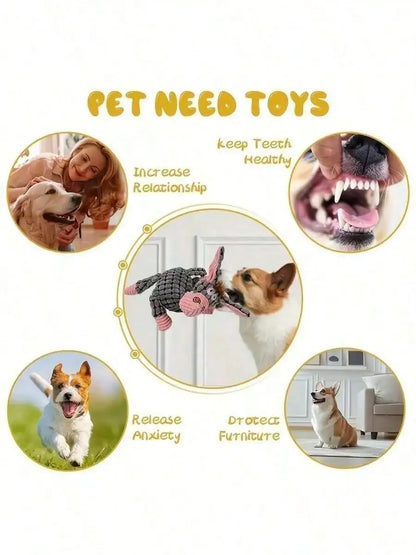 Plush Knotted Pet Chew Toy With Squeaker For Dogs And Cats Soft Durable Interactive Stuffed Animal