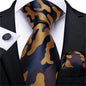 Fashion Men Tie Luxury Gold Black Dot Striped Paisley Silk Wedding Tie For Men DiBanGu Designer Hanky Cufflinks Gift Tie Set