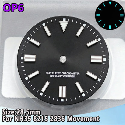 28.5mm NH35 Watch Dial Luminous Dials Single Calendar Dial Suitable For NH35 Movement Can Support DIY Dial Customization Logo