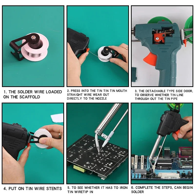60W DIY electric soldering iron tin gun portable soldering gun maintenance power tool automatic tin feeding US/Eu Plug