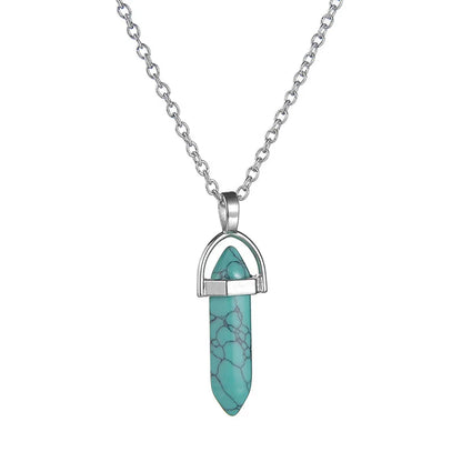 2Pcs/Set Luminous Hexagonal Column Heart Pendant Couple Magnetic Necklace Natural Stone Geometric Pendant Necklace Jewelry Gifts