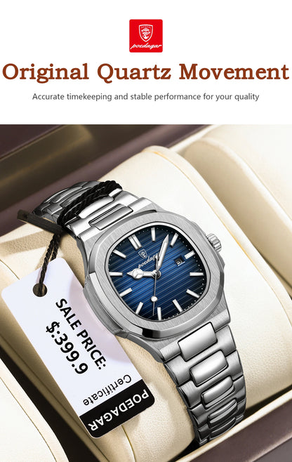 POEDAGAR Luxury Woman’s Quartz Watch Date Waterproof Luminous Ladies Wristwatch Stainless Steel Fashion Watches For Women casual