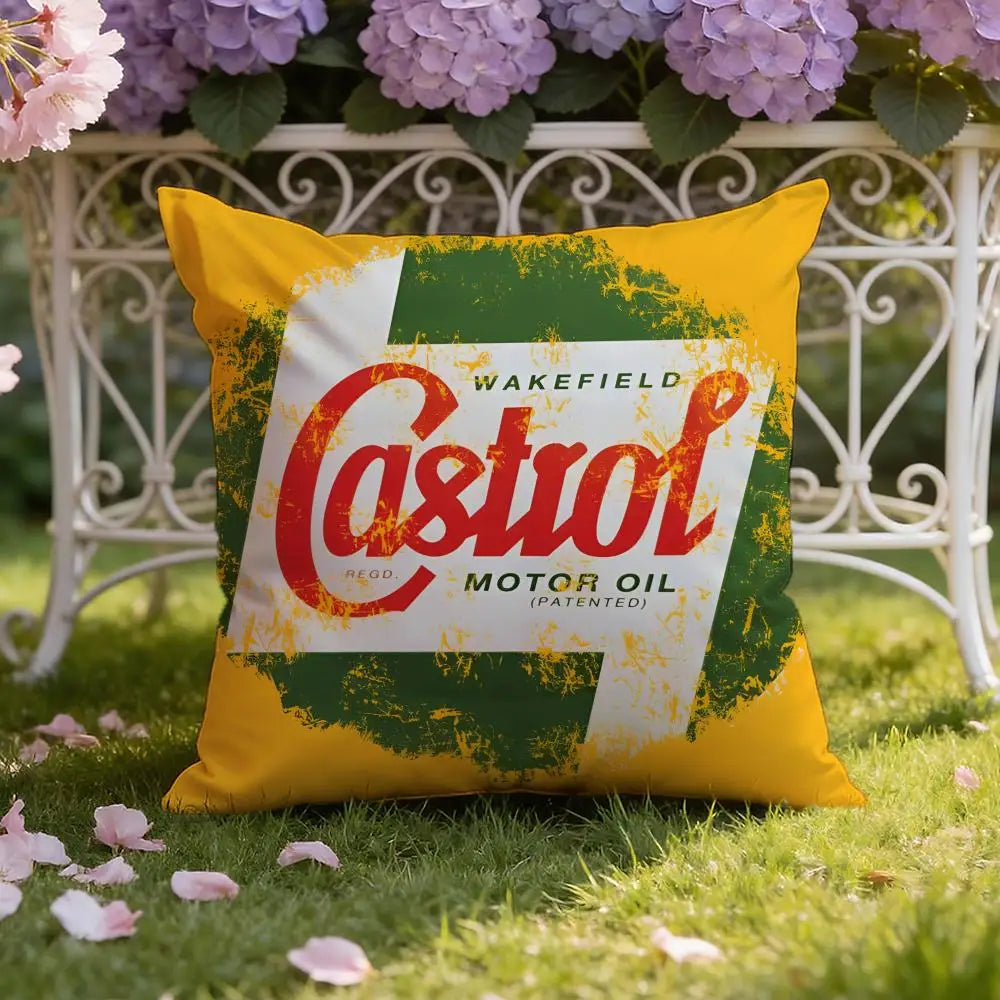 Logo C-Castrol Cushion Cover Home & Car Dual-Scene Pillow Cover: Reversible for Premium Comfort