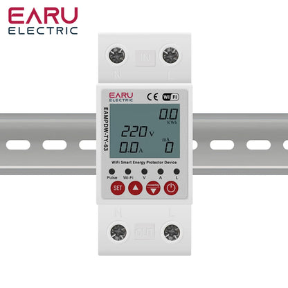 Tuya WiFi Smart Energy Meter Power kWh Meter Earth Leakage Over Under Voltage Protector Time Relay Device Switch Circuit Breaker