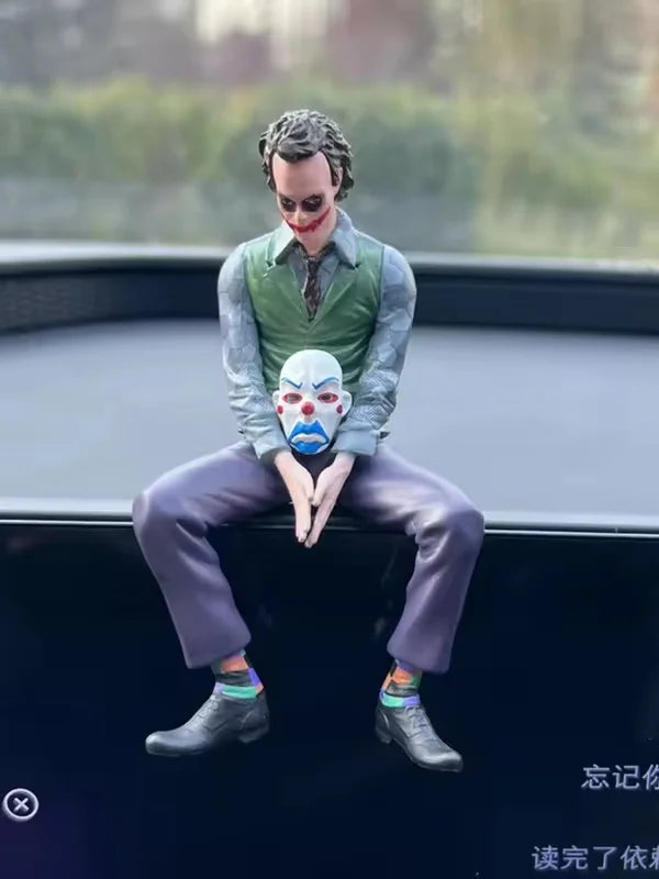 10cm Roof Decoration Joker Heath Ledger Sitting Posture Figures Car Doll Tail And Roof Pendant Model Statue Collectable Toys