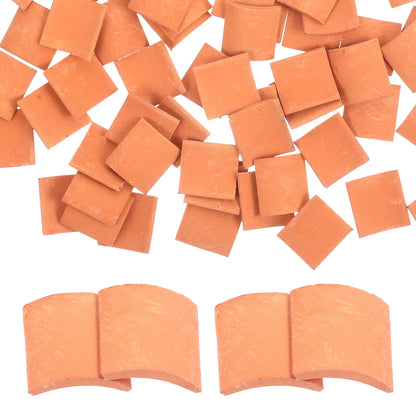 70pcs Mini Roof Tiles Miniature Simulated Roof Tiles Models Pottery Clay Roof Tiles DIY Miniature House Props 1.7x1.6cm