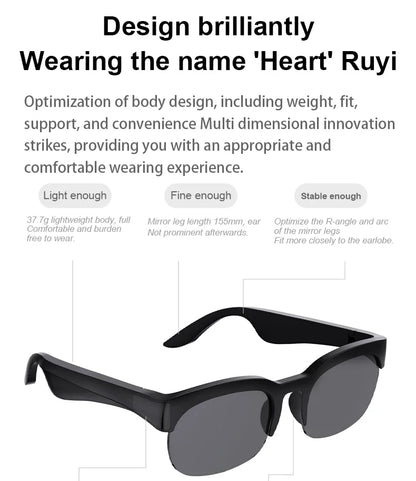 Lenovo New AI Smart Glasses Bluetooth V5.3 Sunglasses Glasses with Audio Mic AI Calling Real-time Smart Sunglasses for Men Women