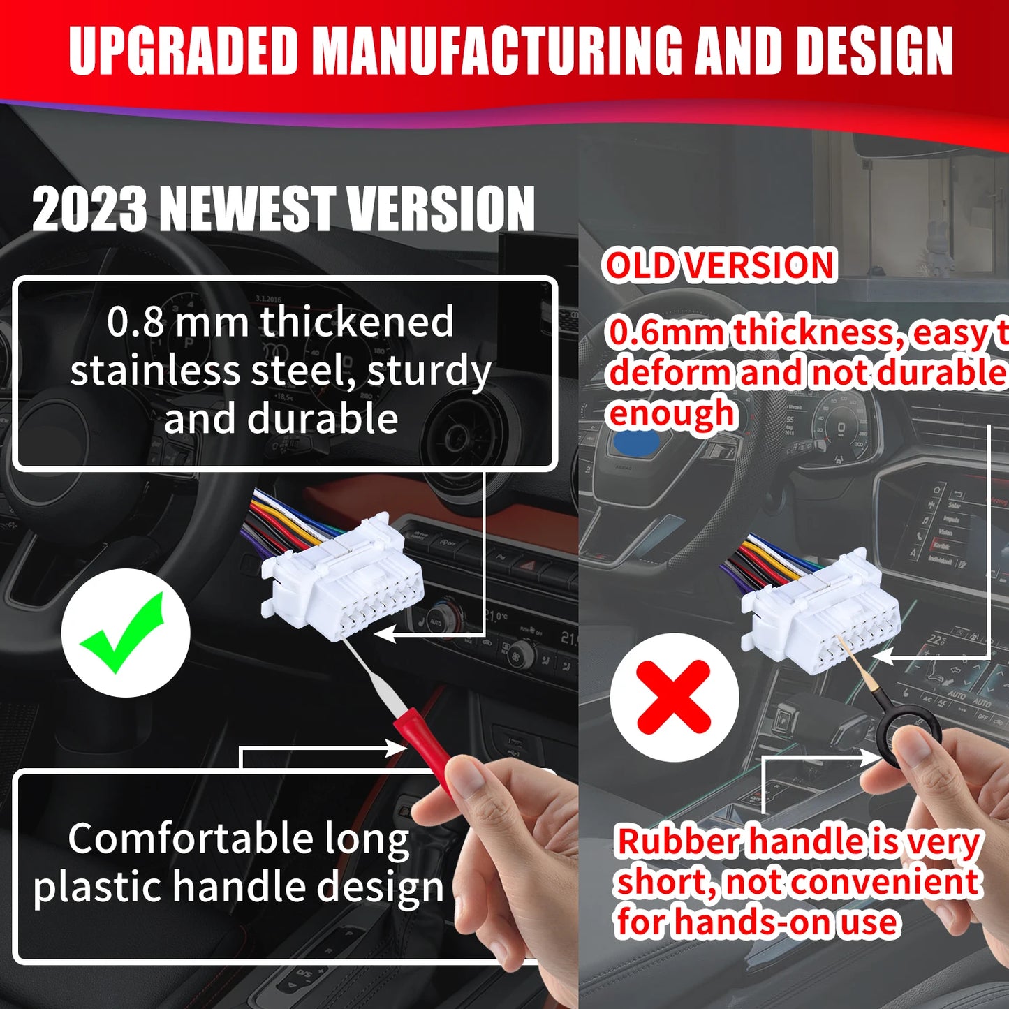21Pcs Car Terminal Removal Tool Kit Auto Cable Plug Remove Puller Electrical Wire Crimp Connector Pin Extractor Disassembly Tool